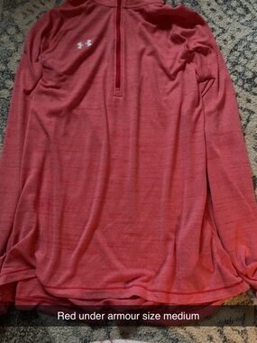 Under Armour Heathered Red Half-Zip Performance Top